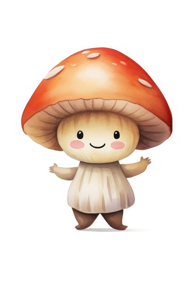 Mushroom dancing fungus cute white background. AI generated Image by rawpixel.