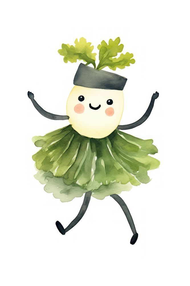 Salad vegetable dancing leaf white background representation. AI generated Image by rawpixel.