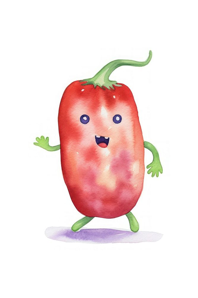 Shock chili running vegetable food white background. AI generated Image by rawpixel.
