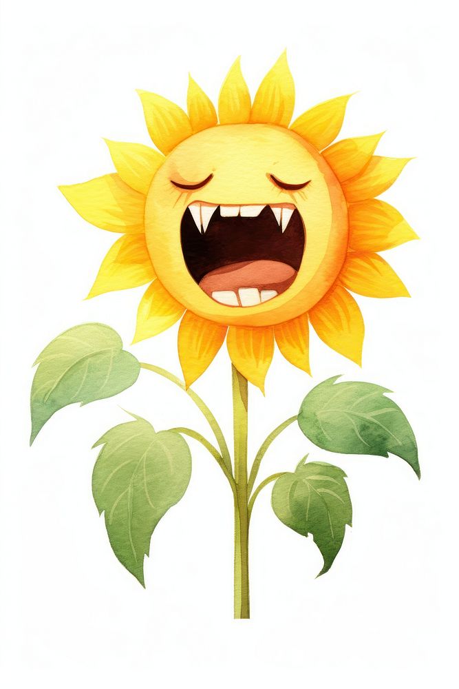 Sunflower angry screaming plant anthropomorphic inflorescence. AI generated Image by rawpixel.