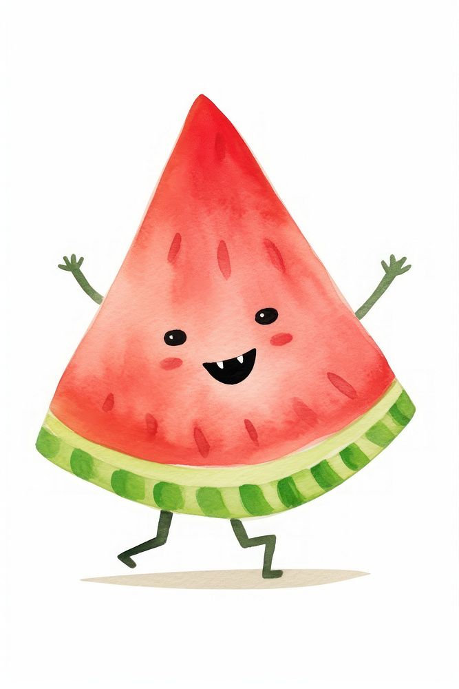 Watermelon slice dancing fruit food white background. AI generated Image by rawpixel.