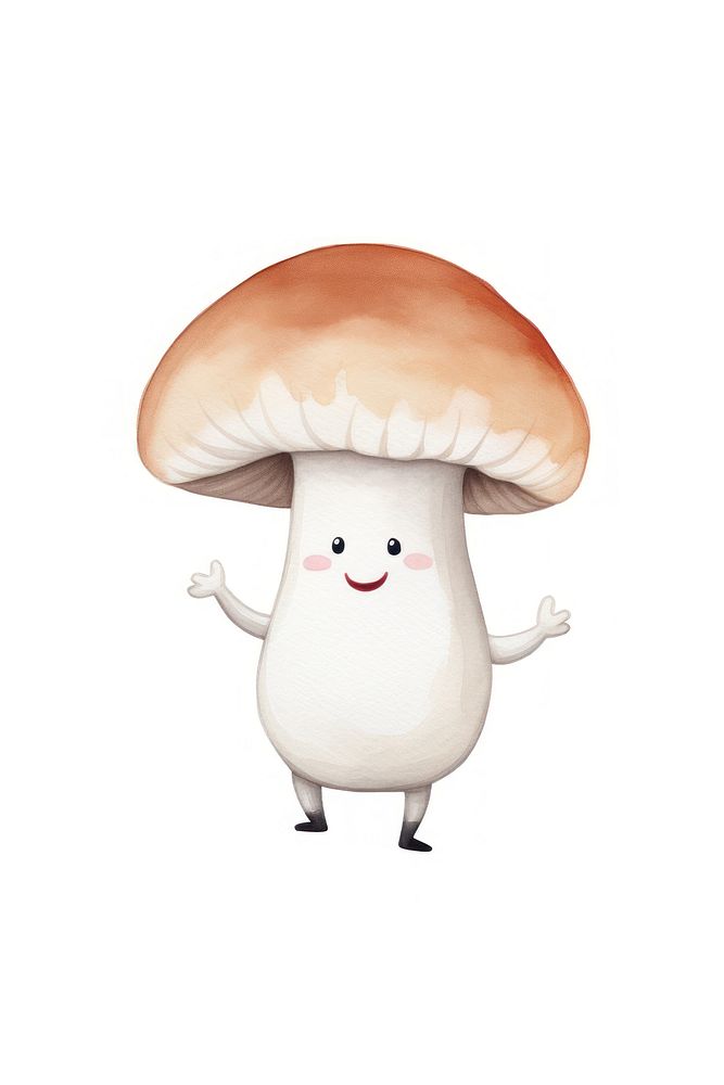White mushroom dancing fungus white background anthropomorphic. AI generated Image by rawpixel.