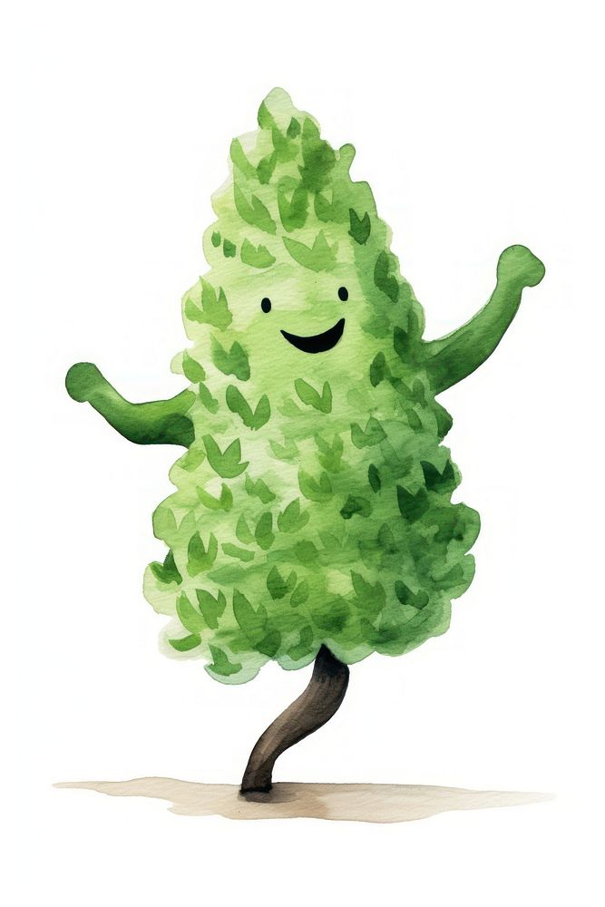 Tree character dancing plant green white background. AI generated Image by rawpixel.