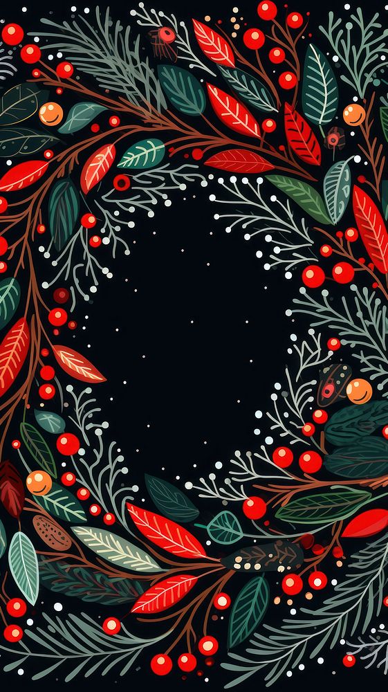 Christmas wreath pattern illuminated backgrounds. AI generated Image by rawpixel.