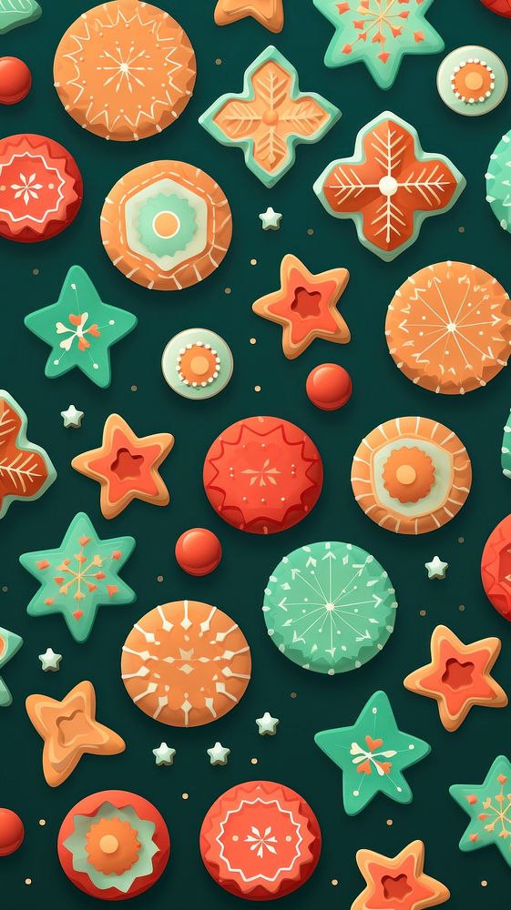 Christmas sugar cookies gingerbread dessert pattern. AI generated Image by rawpixel.