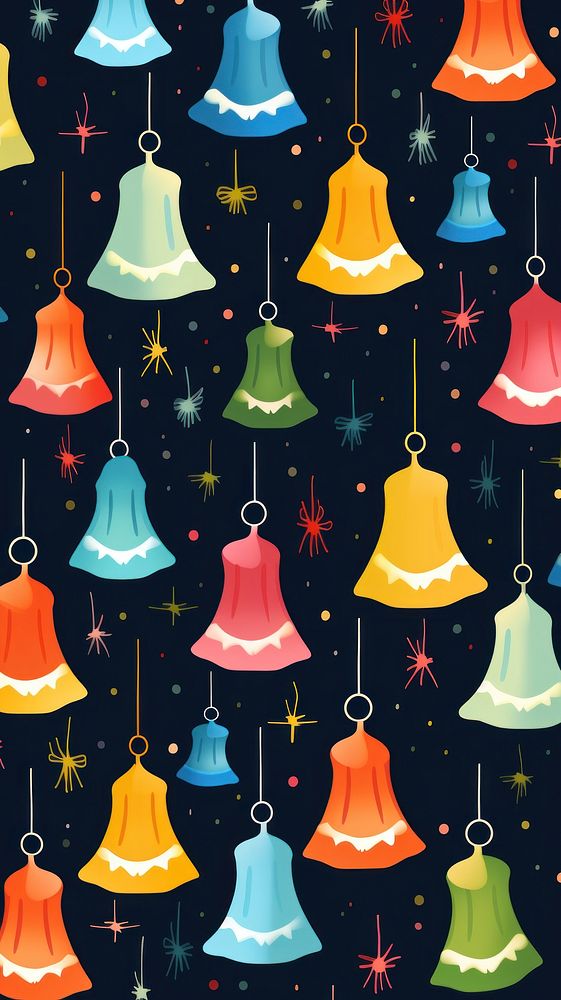 Bells pattern illuminated backgrounds. AI generated Image by rawpixel.