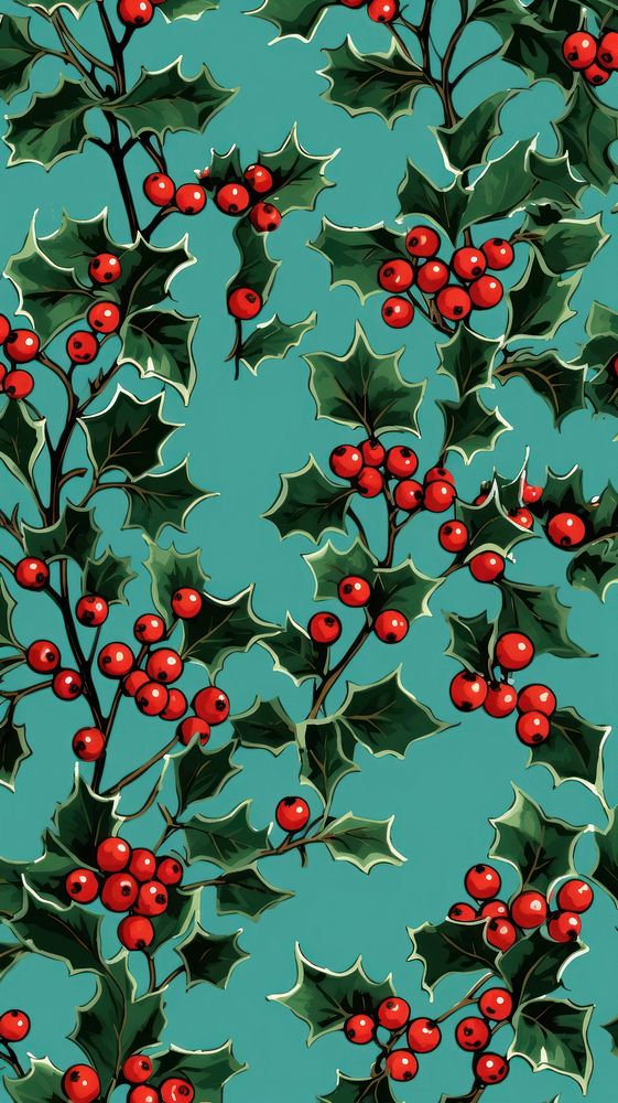 Pattern plant holly backgrounds. AI generated Image by rawpixel.
