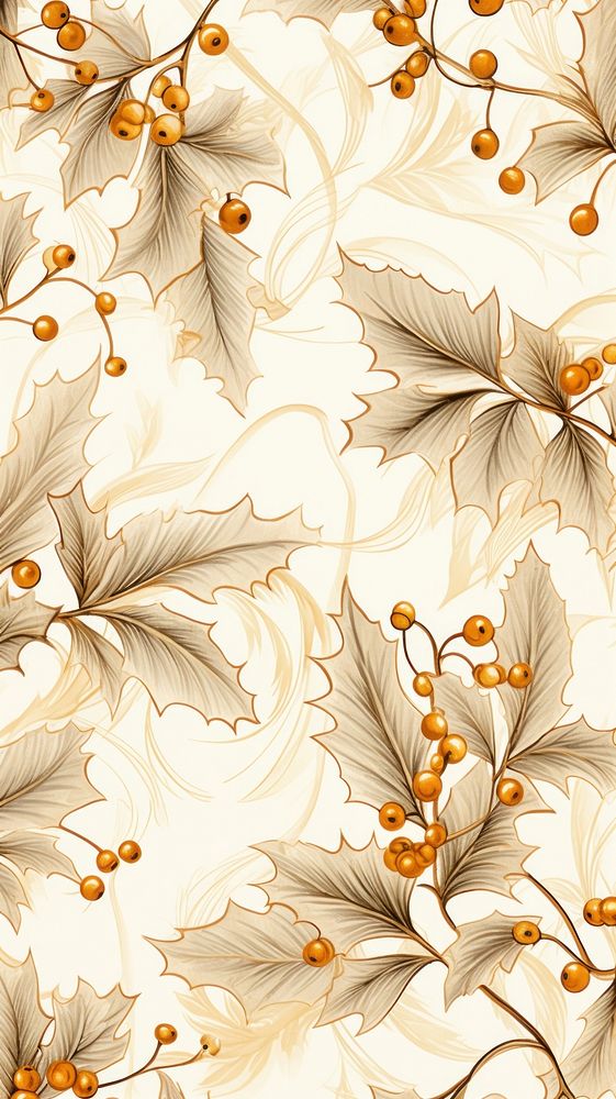 Holly leave pattern backgrounds wallpaper. AI generated Image by rawpixel.