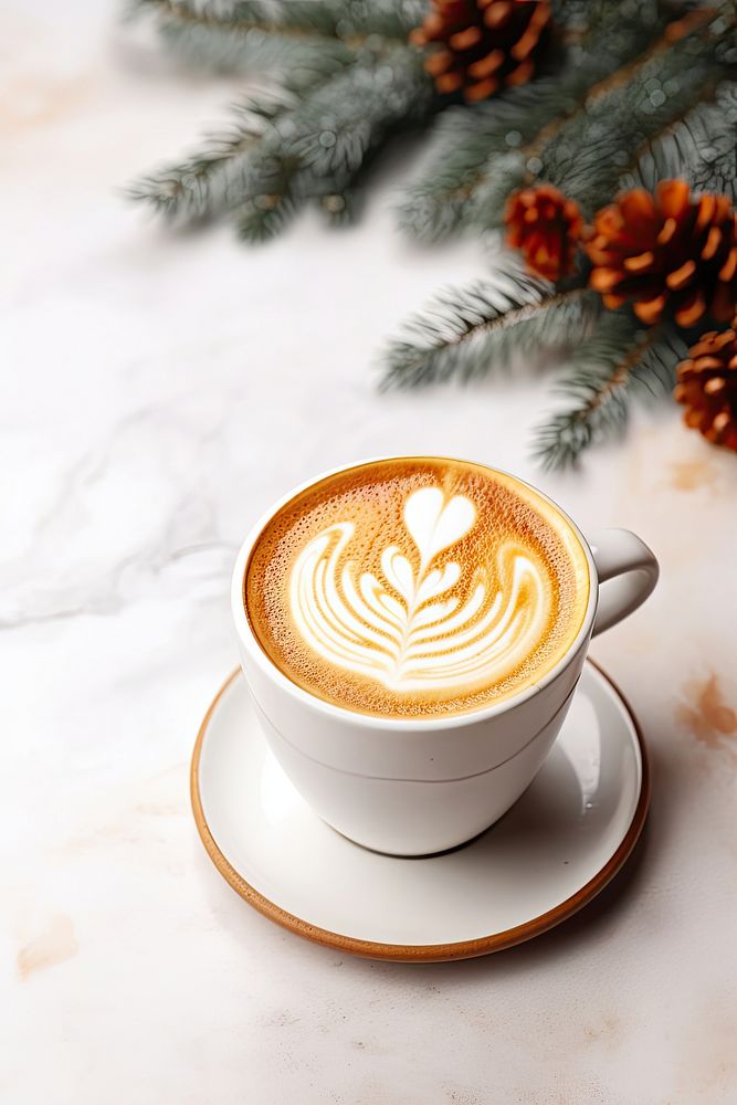 Hot latte mug christmas coffee. AI generated Image by rawpixel.