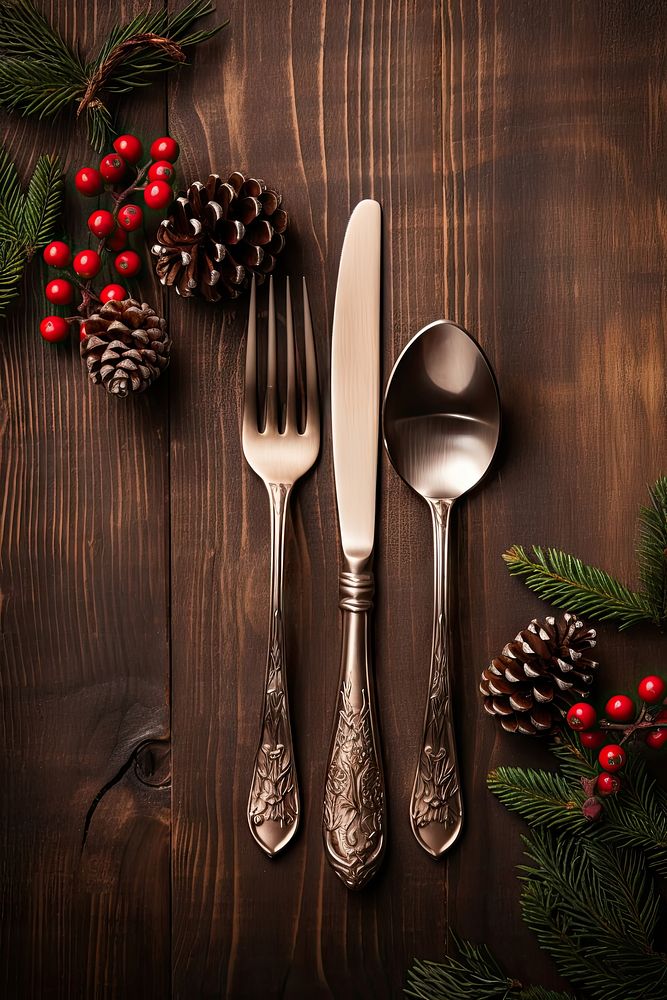 Christmas cutlery spoon fork. AI generated Image by rawpixel.