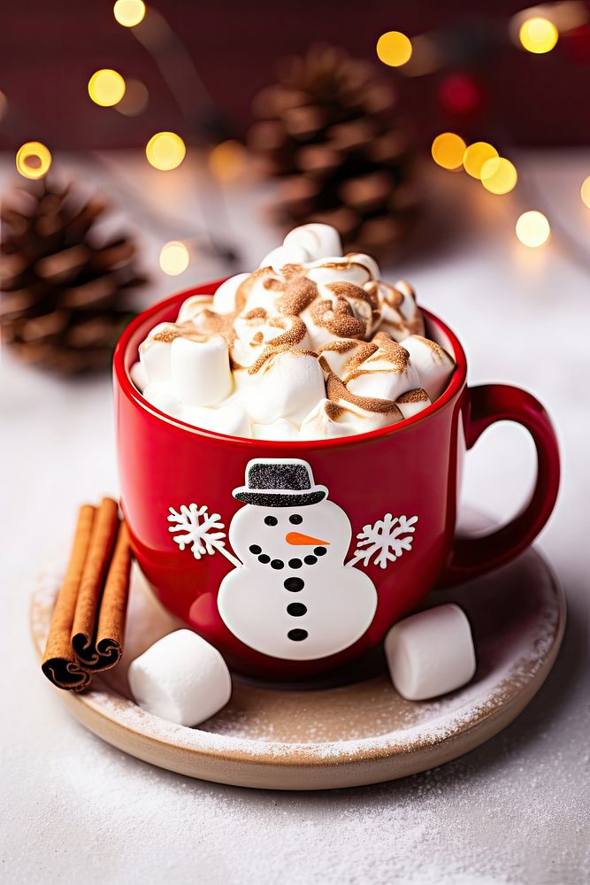 Hot chocolate snowman mug christmas. AI generated Image by rawpixel.