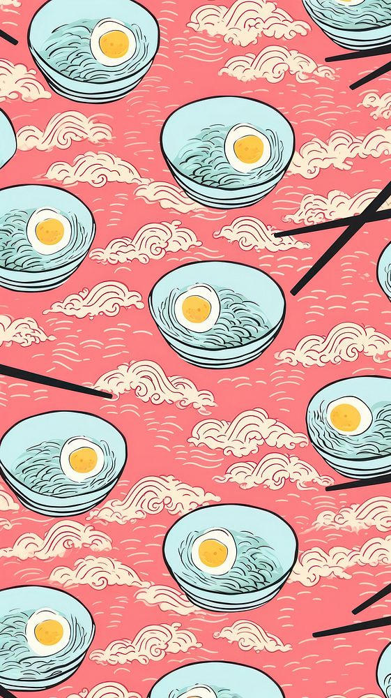 Ramen backgrounds pattern food. AI generated Image by rawpixel.