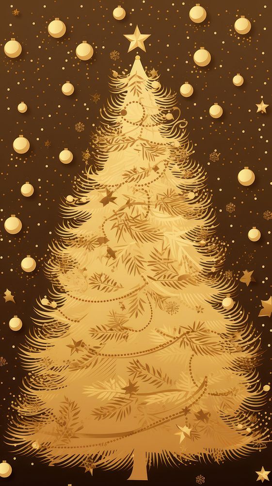 Decorated christmas tree backgrounds pattern gold. AI generated Image by rawpixel.