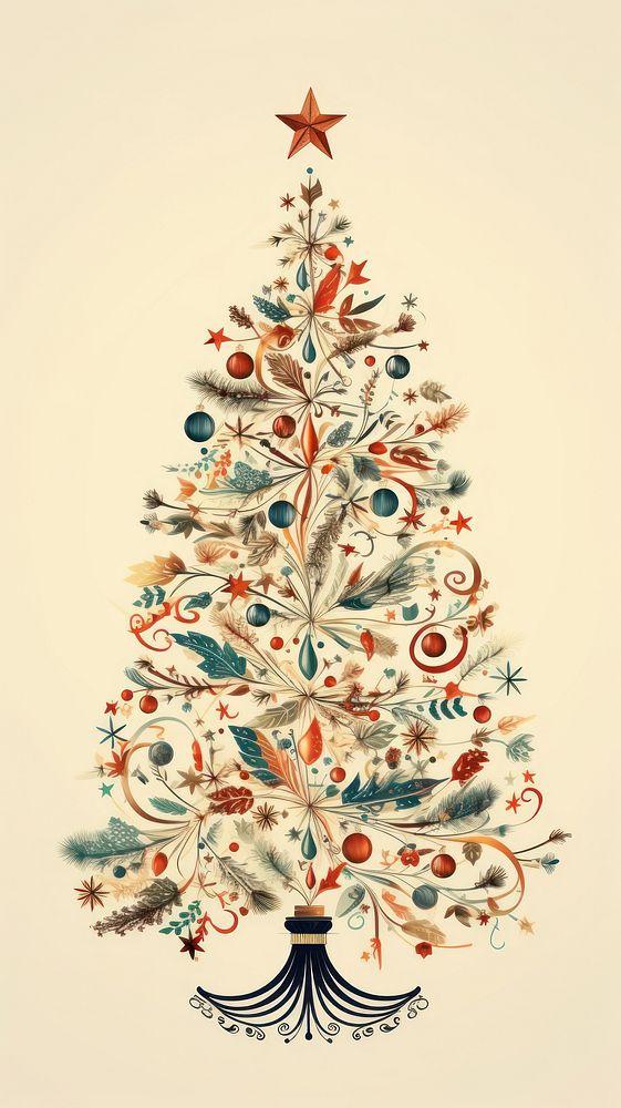 Decorated christmas tree pattern drawing anticipation. AI generated Image by rawpixel.