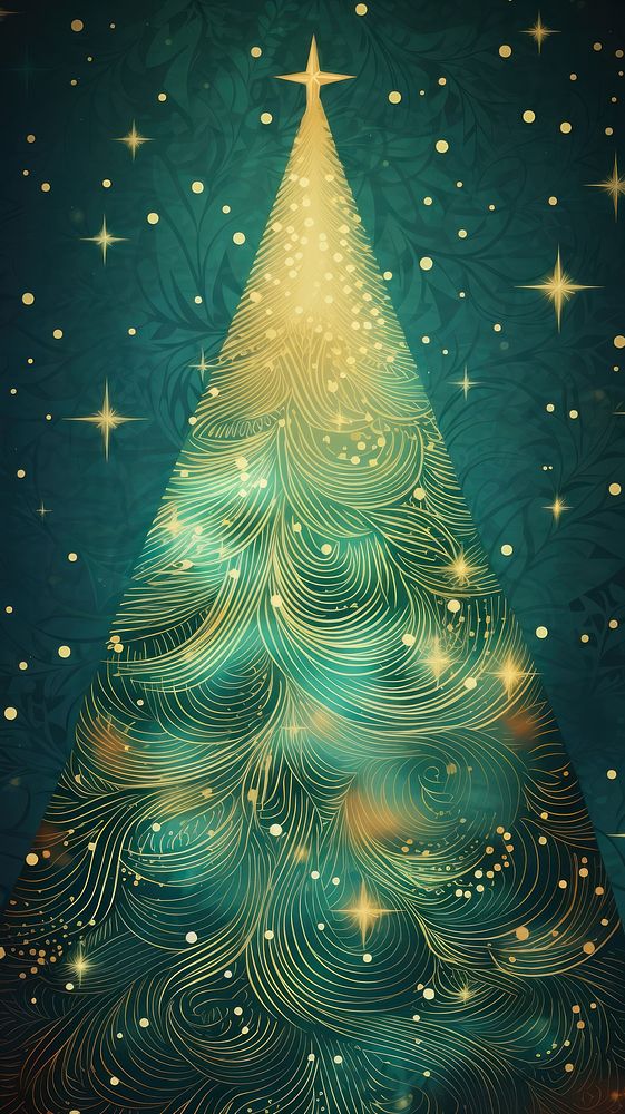 Decorated christmas tree backgrounds pattern illuminated. AI generated Image by rawpixel.