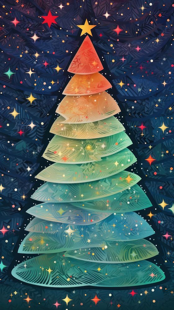 Decorated christmas tree backgrounds pattern illuminated. AI generated Image by rawpixel.