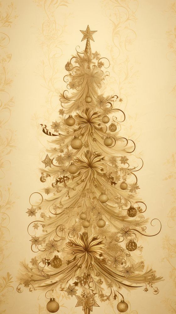Decorated christmas tree pattern backgrounds wallpaper. AI generated Image by rawpixel.