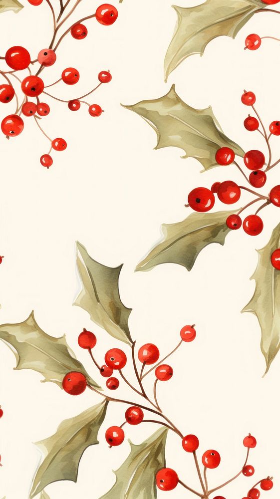 Christmas holly pattern backgrounds plant. AI generated Image by rawpixel.