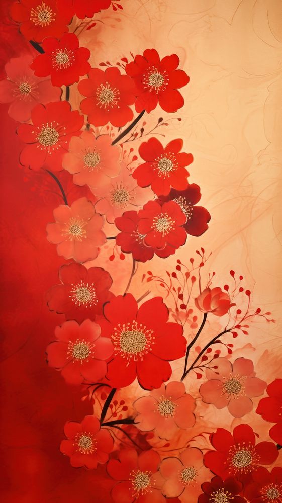 Chinese fortune flower pattern backgrounds wallpaper. AI generated Image by rawpixel.