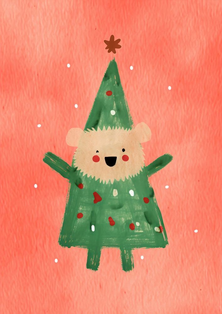 Christmas mammal cute tree. AI generated Image by rawpixel.