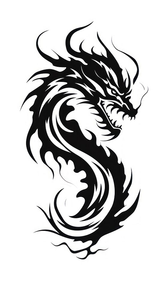 CHINESE DRAGON dragon white black. AI generated Image by rawpixel.