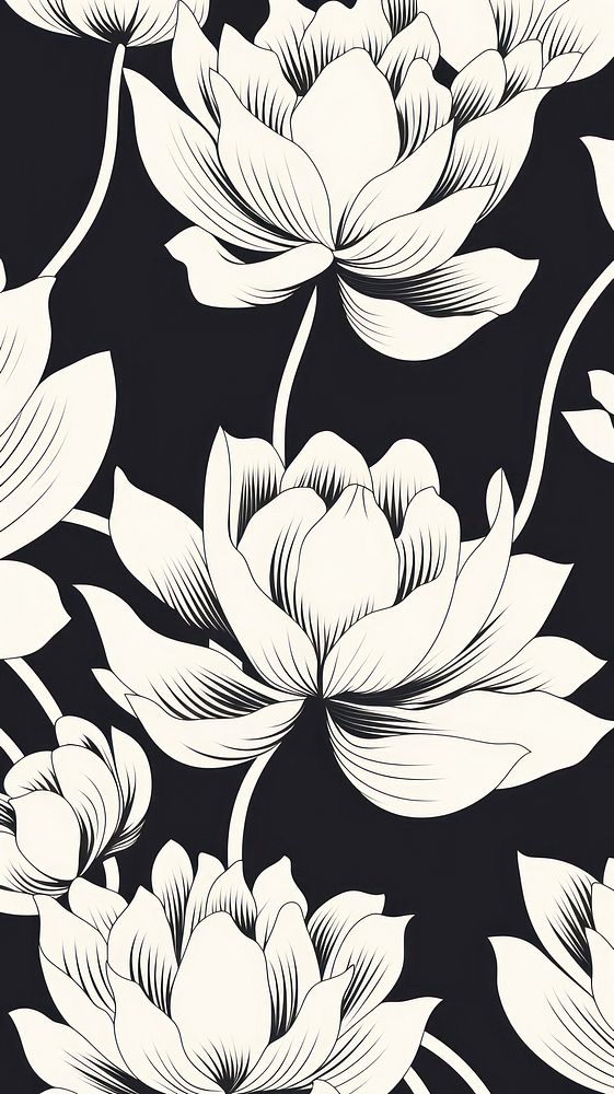 Chinese lotus pattern plant white. AI generated Image by rawpixel.