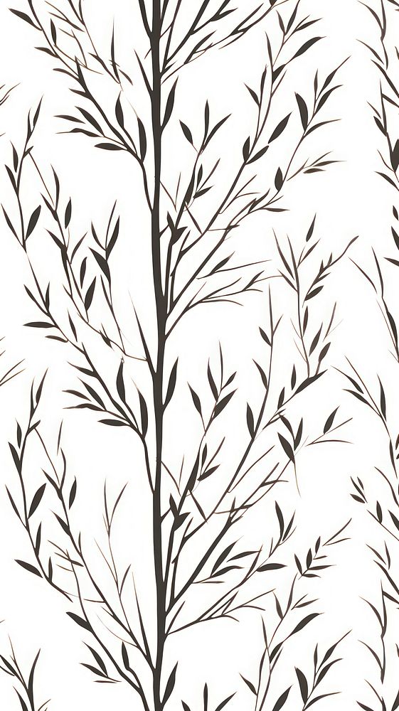 Chinese willow branches pattern drawing sketch. AI generated Image by rawpixel.
