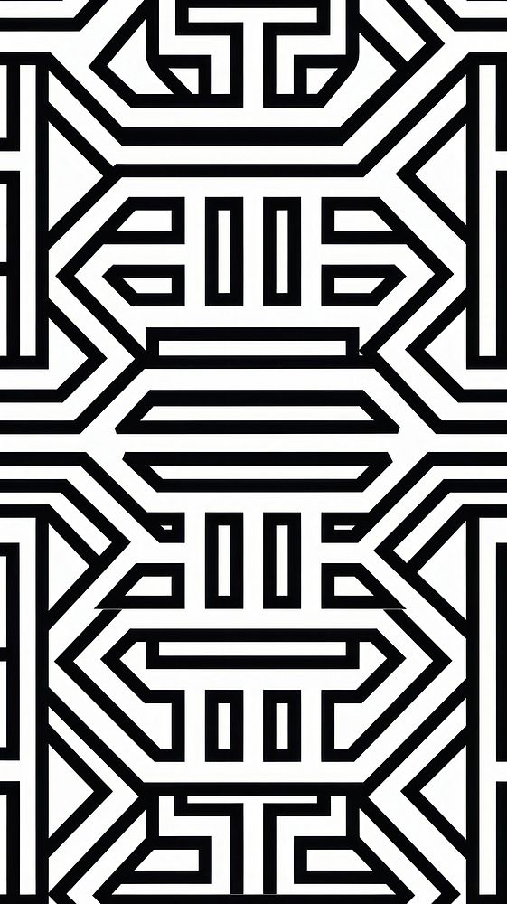 Chinese ceramic tiles pattern black white. AI generated Image by rawpixel.