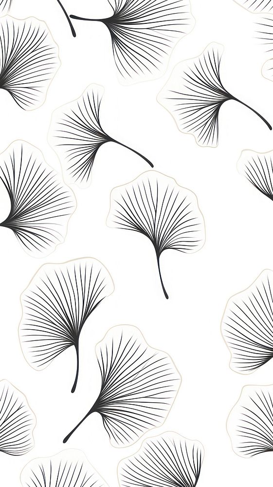 Chinese ginko jeaves pattern drawing sketch. 