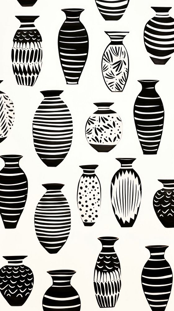 Chinese potteries pottery pattern line. AI generated Image by rawpixel.
