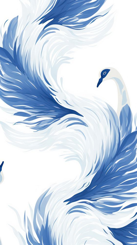 Chinese swan wings pattern animal white. AI generated Image by rawpixel.