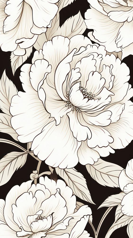 Chinese peony pattern drawing flower. AI generated Image by rawpixel.