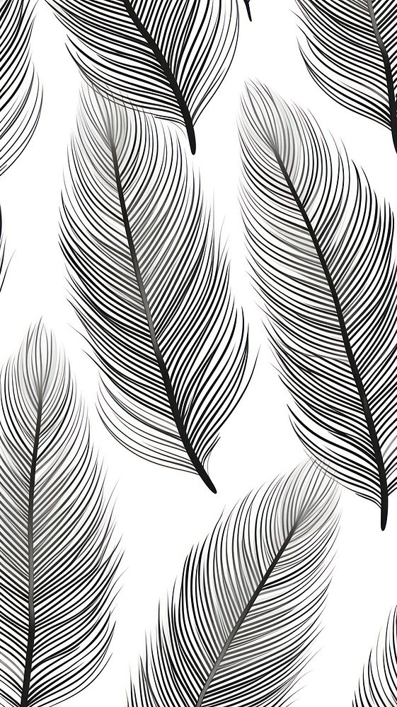 Chinese art feather pattern drawing sketch. AI generated Image by rawpixel.