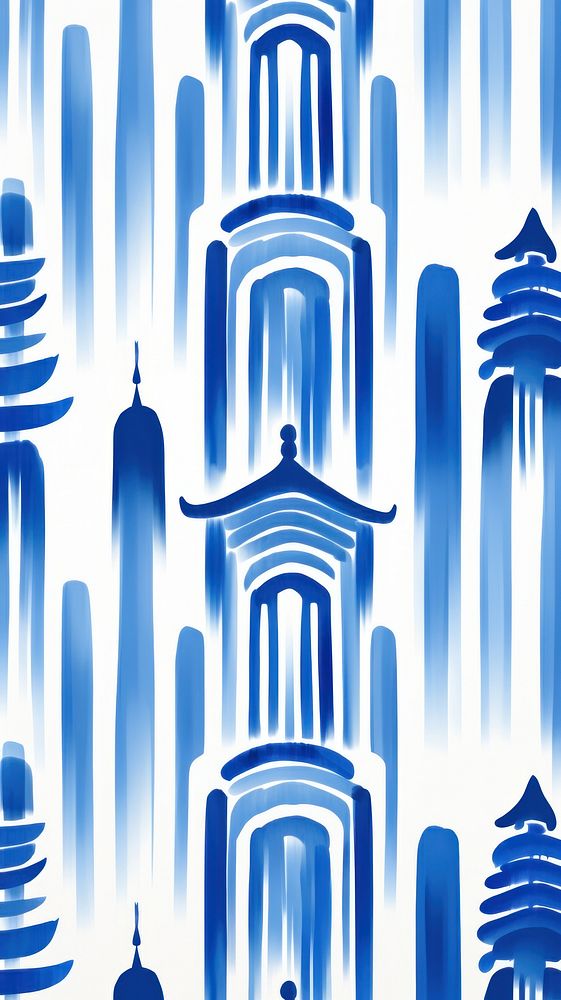 Chinese temple pattern line blue. AI generated Image by rawpixel.
