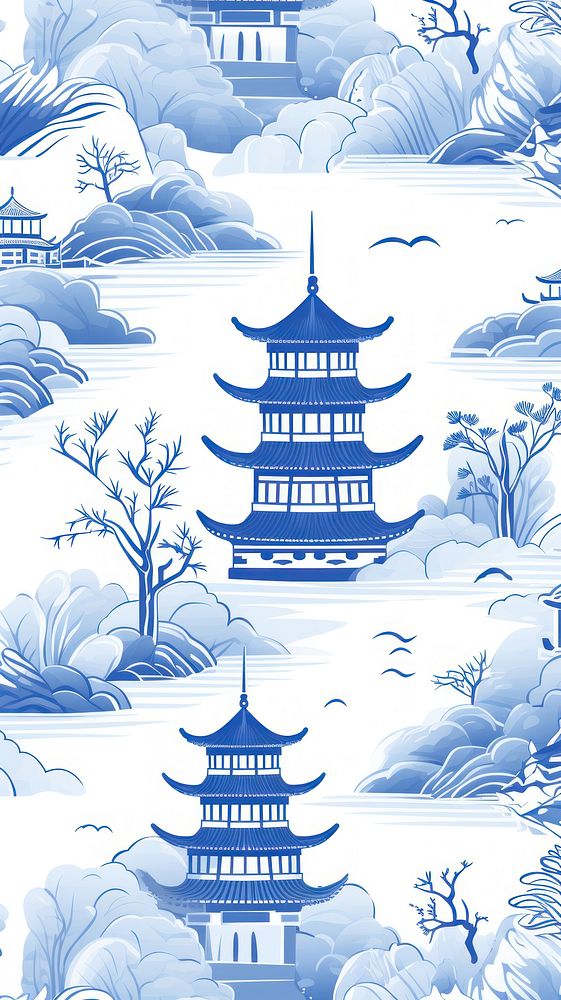 Chinese temple architecture building pattern. AI generated Image by rawpixel.