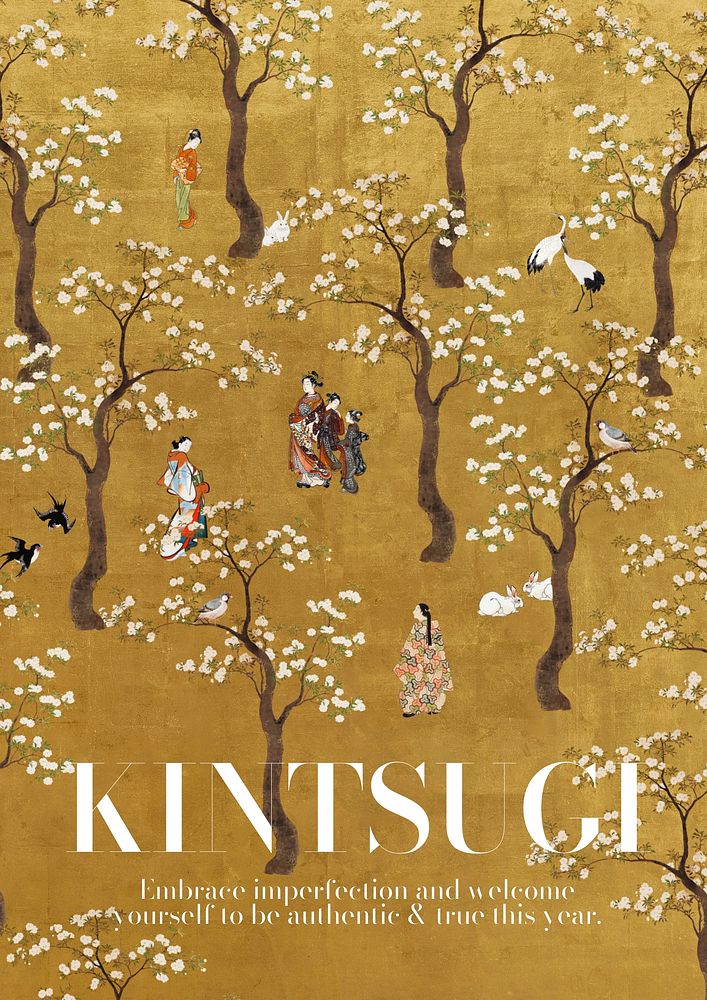 Japanese kintsugi poster template