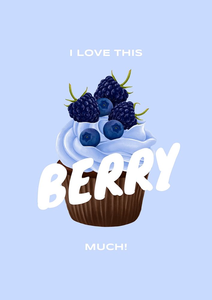 Blueberry cupcake poster template