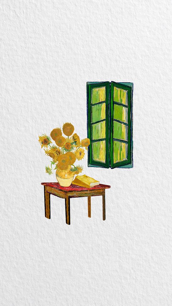 Van Gogh's sunflowers iPhone wallpaper, vintage illustration. Remixed by rawpixel.