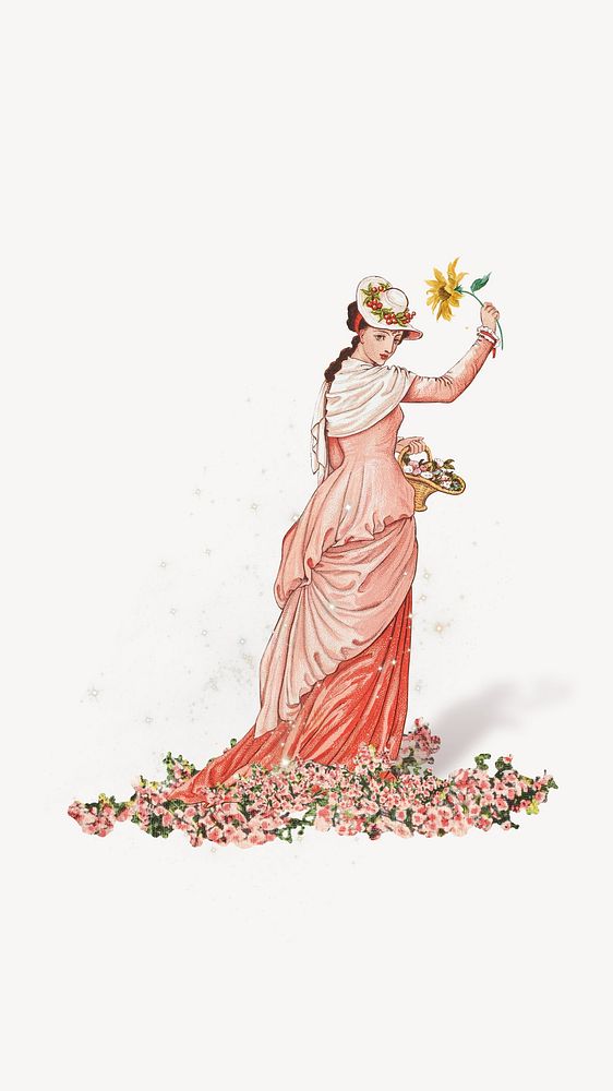 Walter Crane's Valentine iPhone wallpaper, Victorian woman. Remixed by rawpixel.