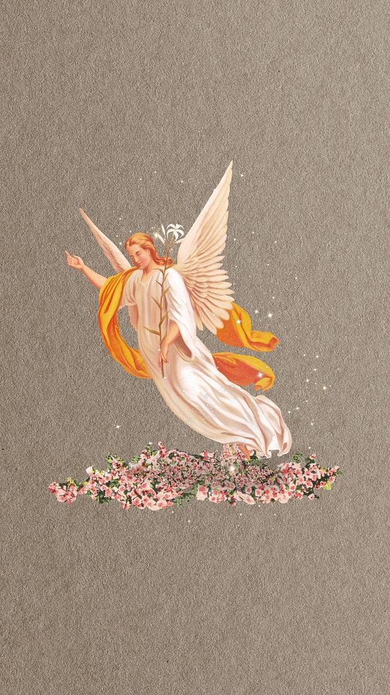 The Annunciation's angel iPhone wallpaper, vintage illustration. Remixed by rawpixel.