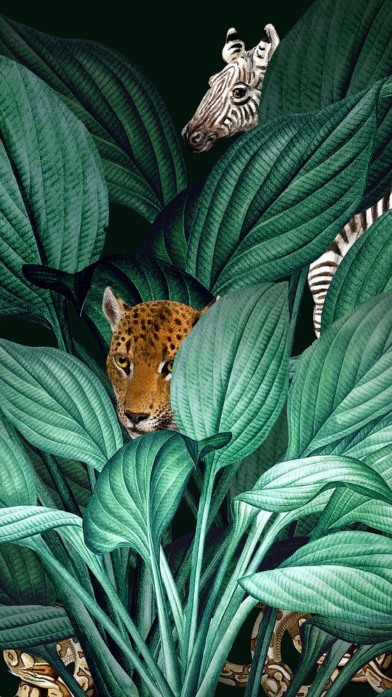 Vintage jungle iPhone wallpaper. Remixed by rawpixel.