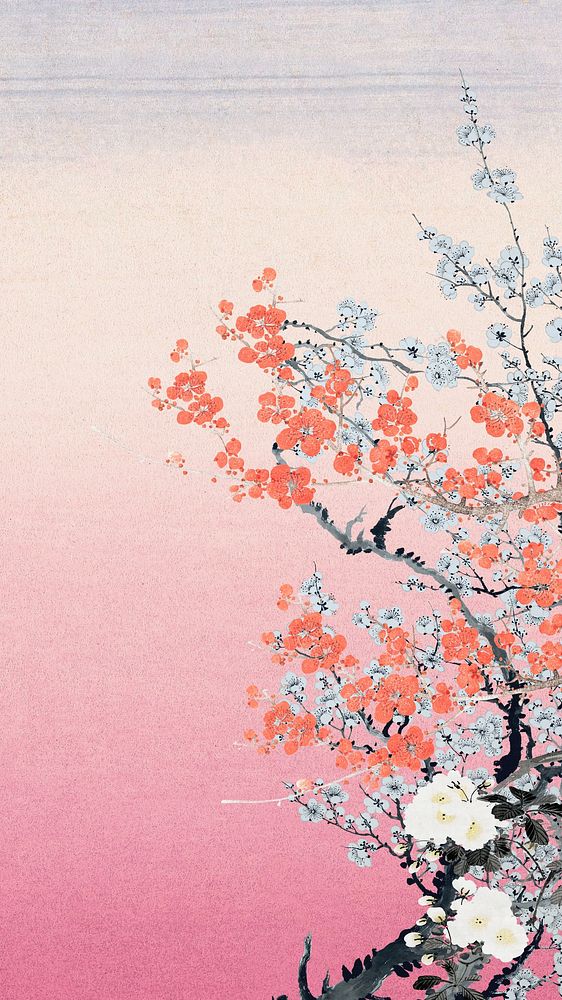 Japanese plum blossom iPhone wallpaper. Remixed by rawpixel.