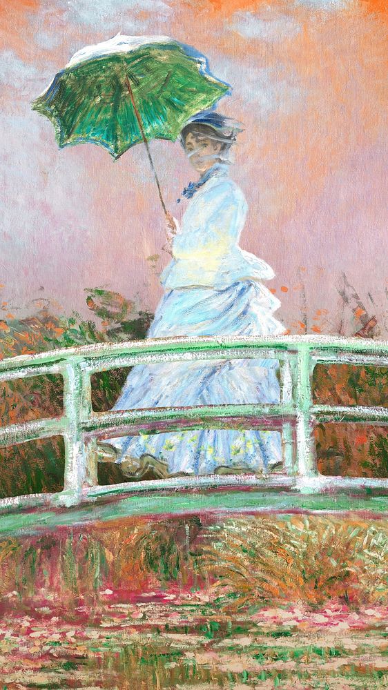 Woman with Parasol iPhone wallpaper, Claude Monet's vintage painting. Remixed by rawpixel.