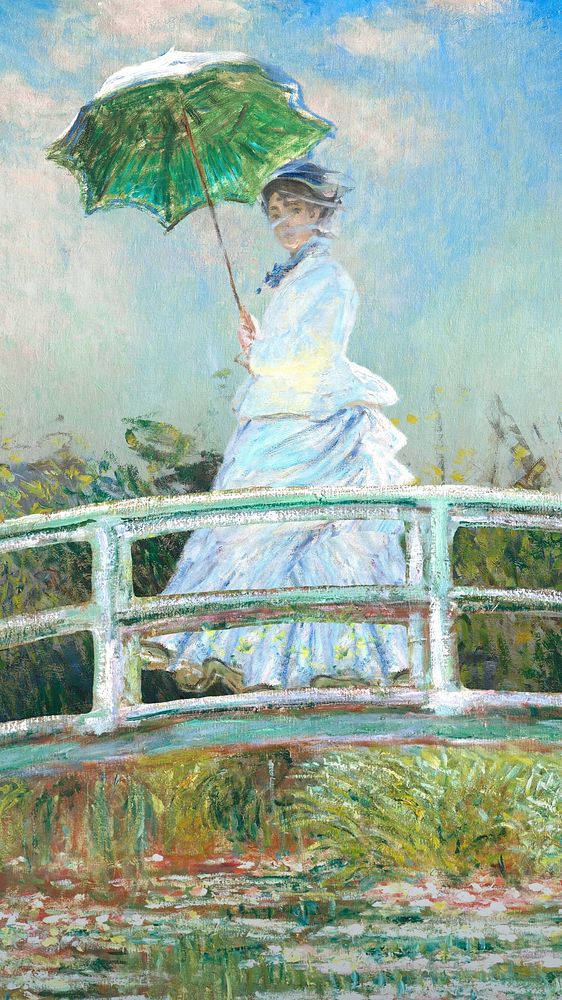 Woman with Parasol iPhone wallpaper, Claude Monet's vintage painting. Remixed by rawpixel.