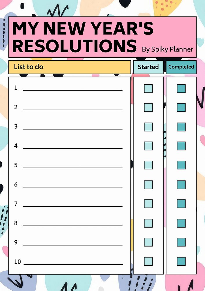 New year's resolutions poster template