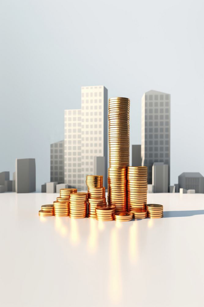 Coin building money city. AI generated Image by rawpixel.