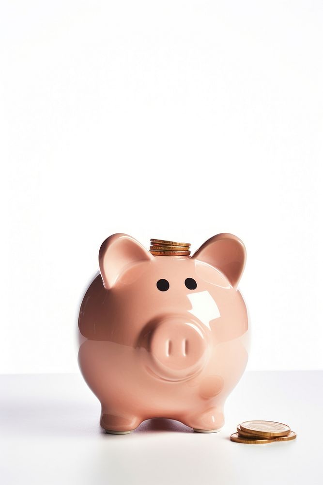 Piggy bank coin white background investment. AI generated Image by rawpixel.
