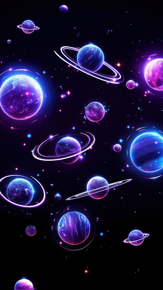 Aesthetic neon Solar System astronomy | Free Photo Illustration - rawpixel