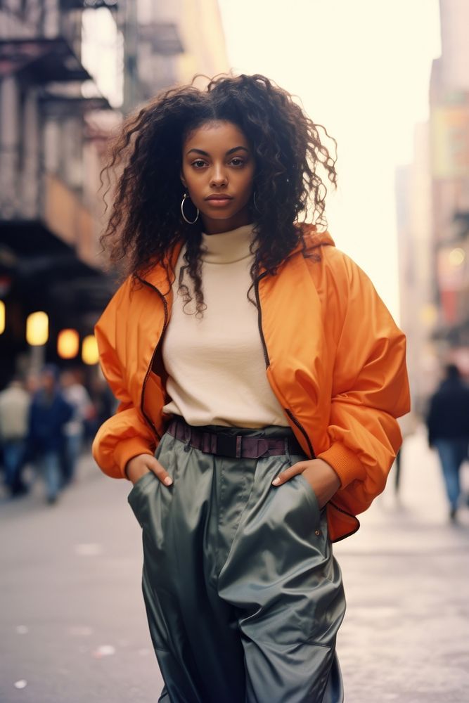 Black woman fashion jacket adult. AI generated Image by rawpixel.