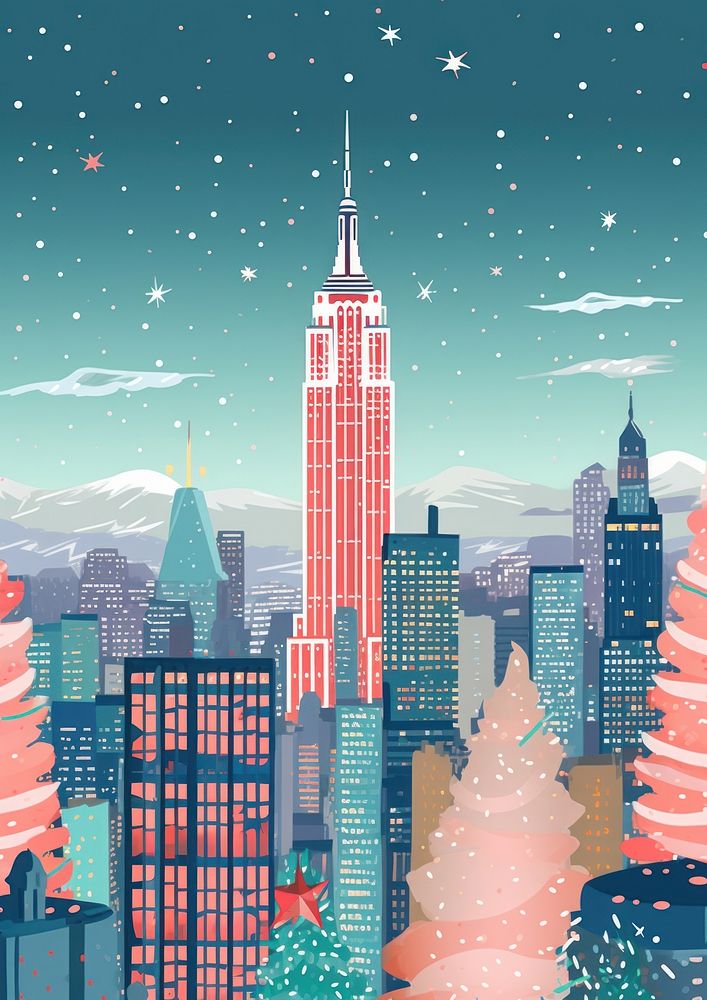 New York architecture christmas building. AI generated Image by rawpixel.